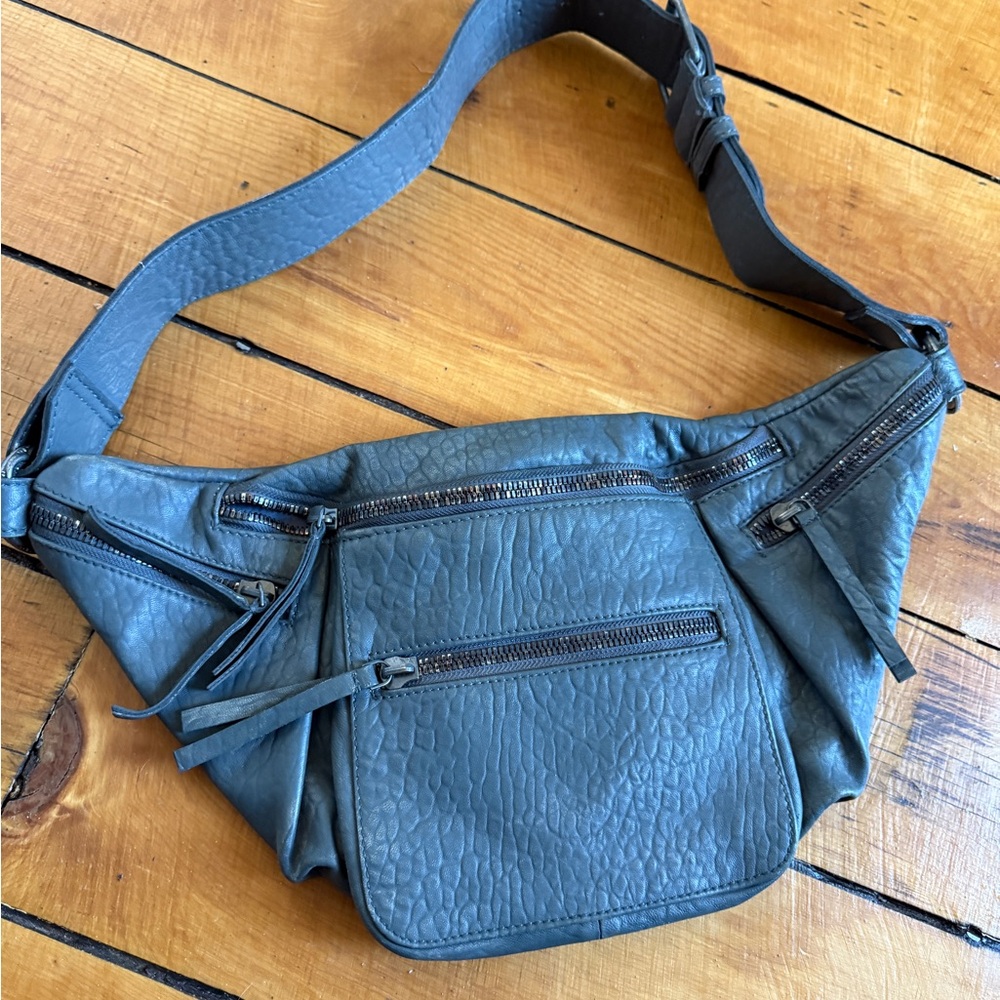 Free People Gray Leather Crossbody Bag